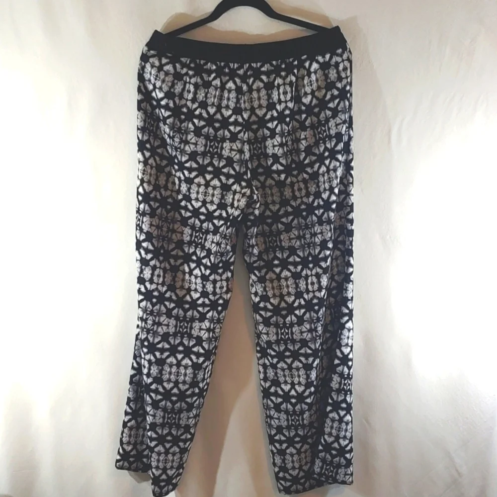 Sanctuary Women's Black White Gray Print Elastic Waist Band Pants Size L